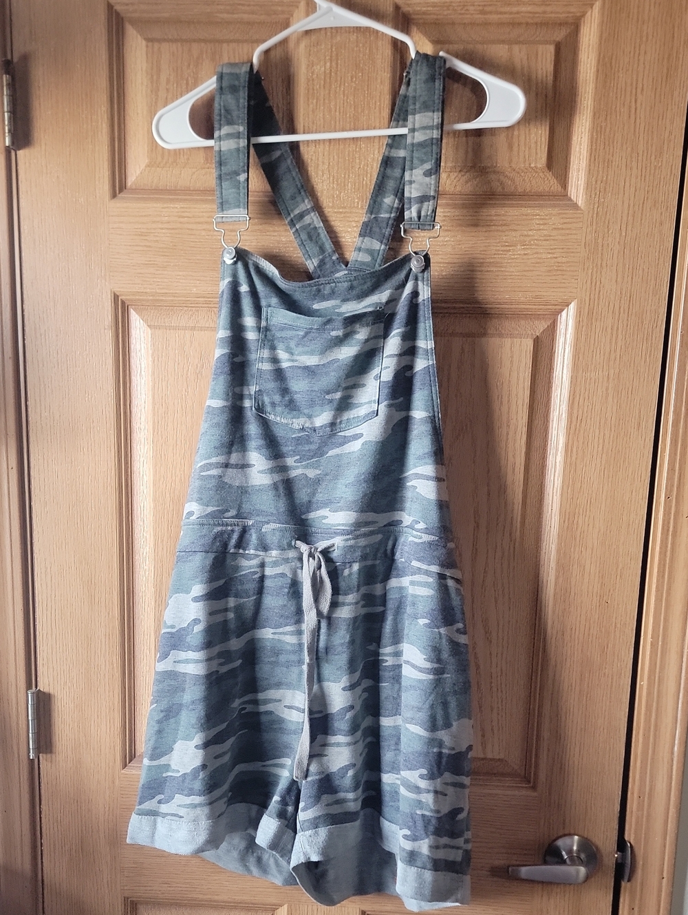 Women's Camo Short Overalls Romper - Green Camo